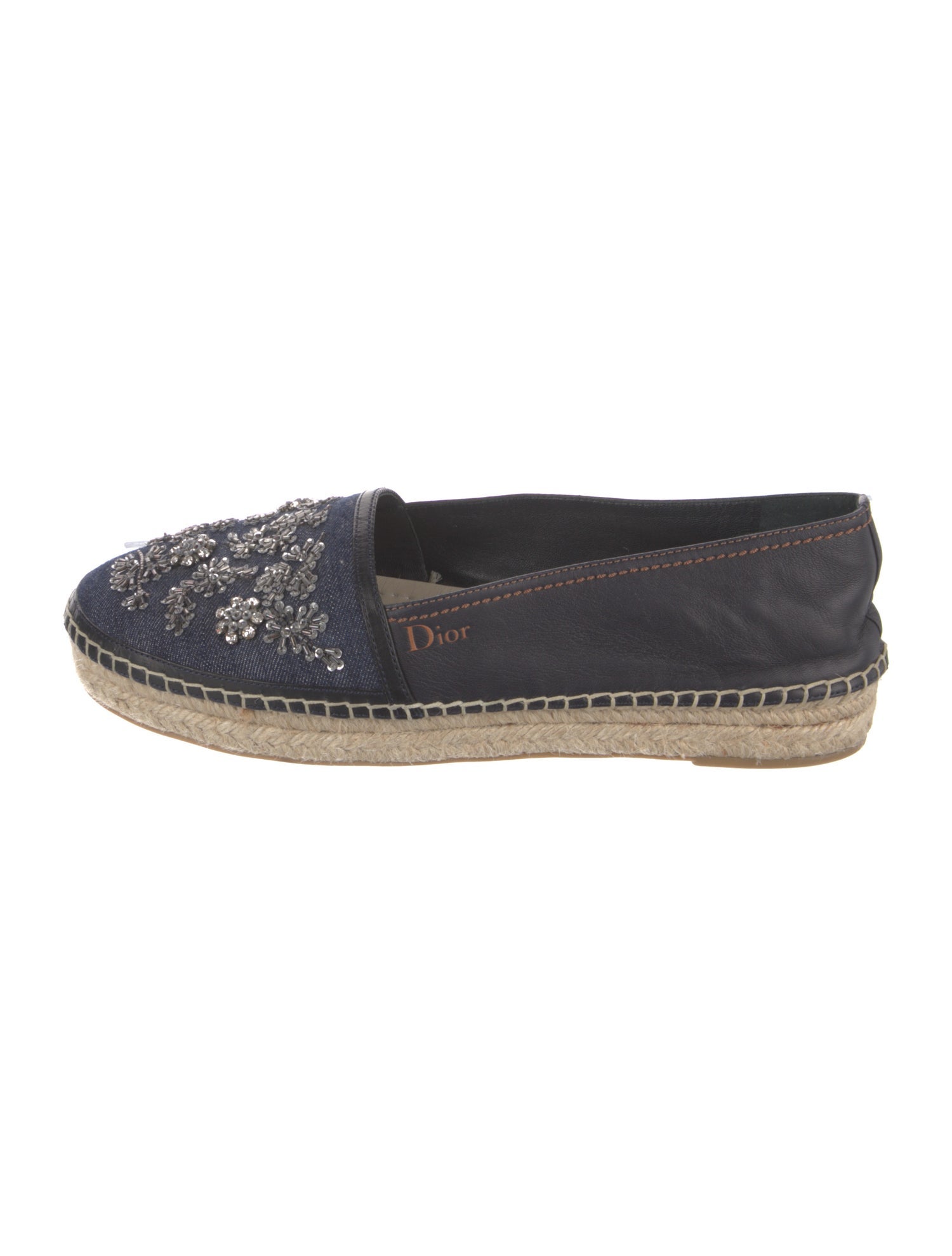 Christian Dior Denim Crystal Embellishments Espadrilles