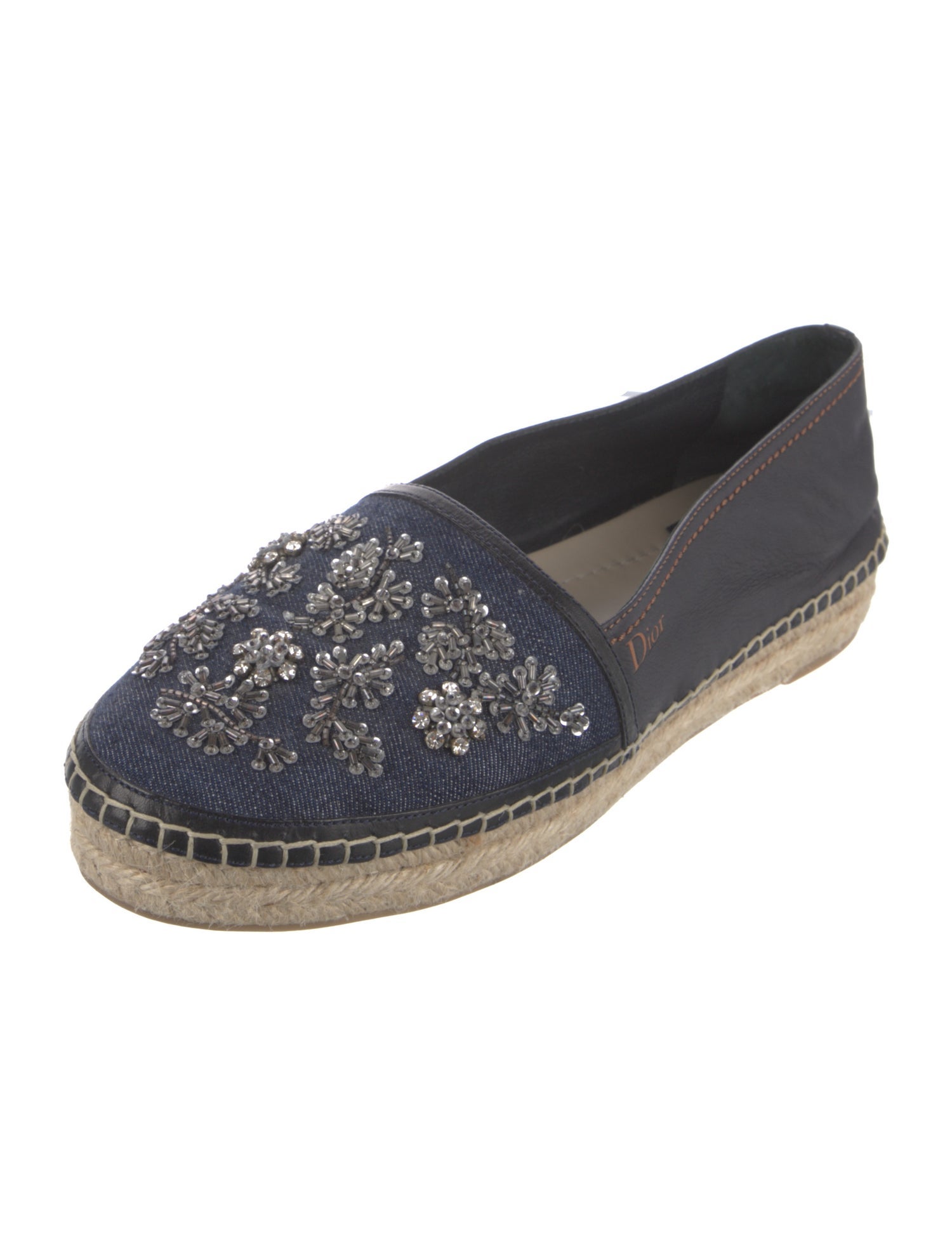 Christian Dior Denim Crystal Embellishments Espadrilles