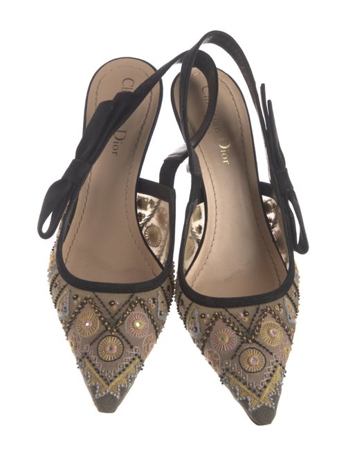 Christian Dior Mesh Lace Pattern Slingback Pumps