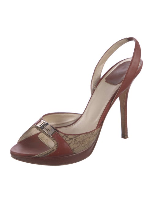 Christian Dior Diorissimo Pattern Canvas Slingback Sandals