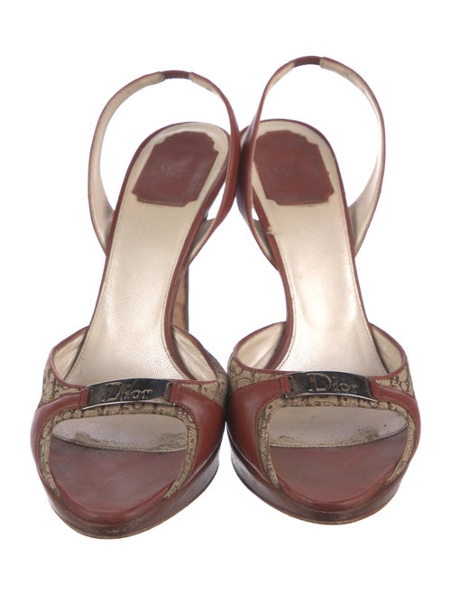 Christian Dior Diorissimo Pattern Canvas Slingback Sandals