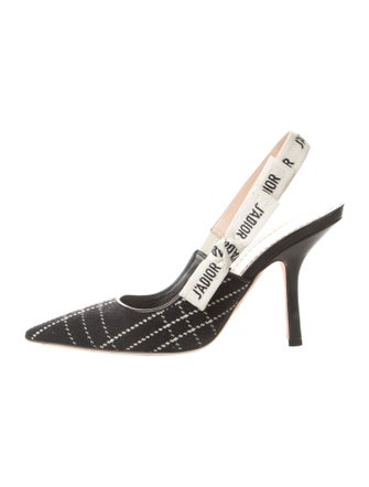 Christian Dior Canvas Printed Slingback Pumps