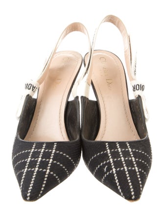 Christian Dior Canvas Printed Slingback Pumps