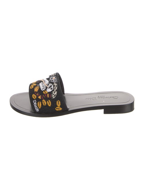Christian Dior Printed Beaded Accents Slides