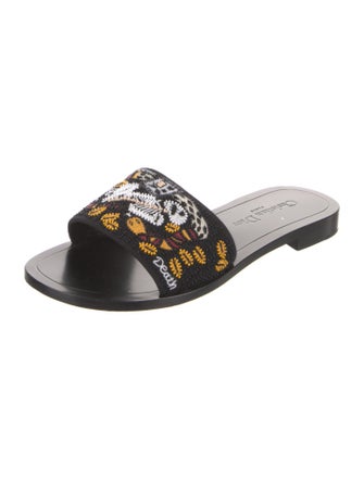 Christian Dior Printed Beaded Accents Slides
