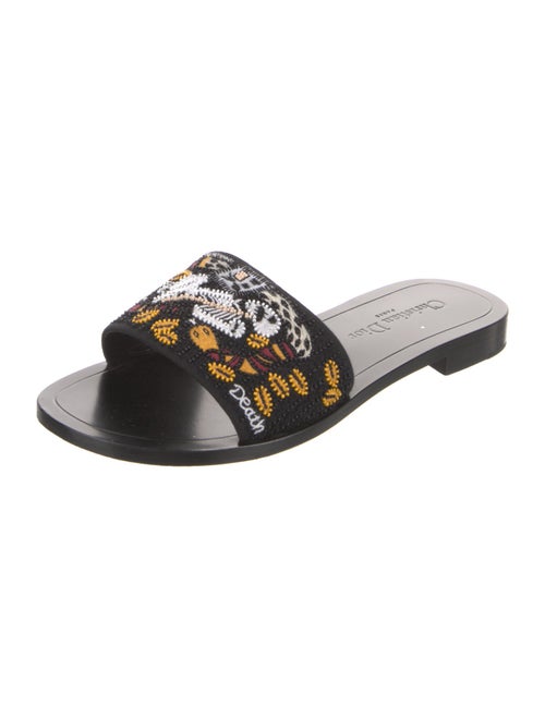 Christian Dior Printed Beaded Accents Slides