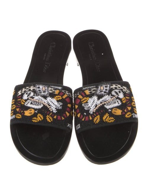 Christian Dior Printed Beaded Accents Slides