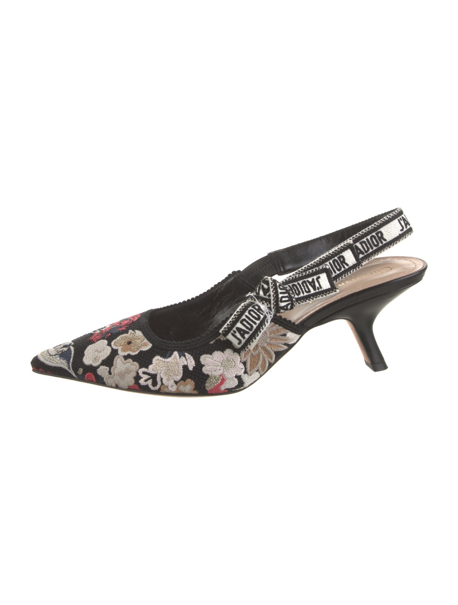 Christian Dior Floral Print Bow Accents Slingback Pumps