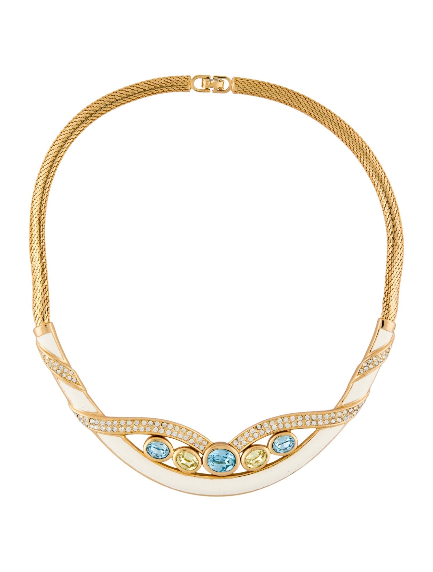 Christian Dior Vintage Crystal & Enamel Collar Necklace