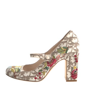 Christian Dior Diorissimo Pattern Canvas Pumps