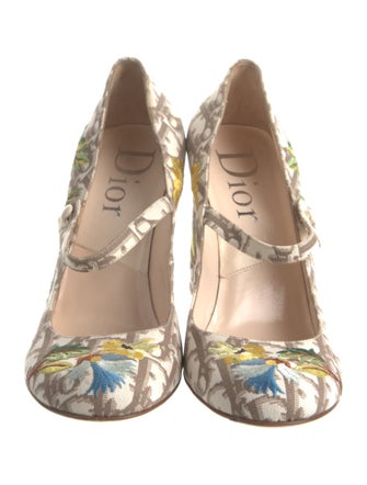 Christian Dior Diorissimo Pattern Canvas Pumps