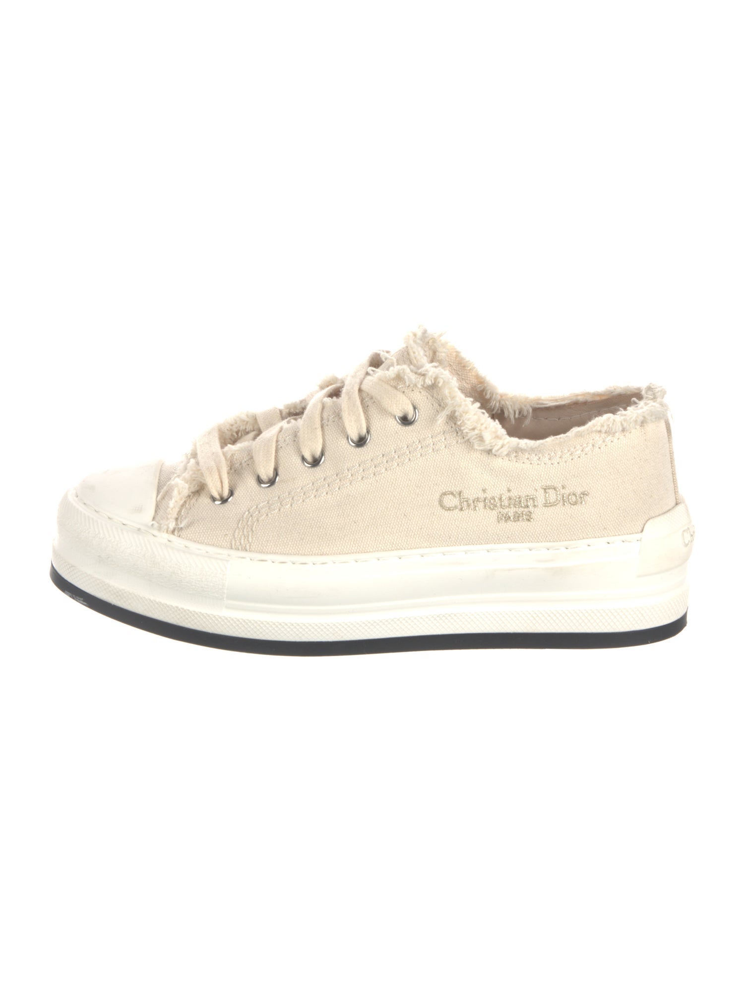 Christian Dior Canvas Raw-Edge Trim Sneakers