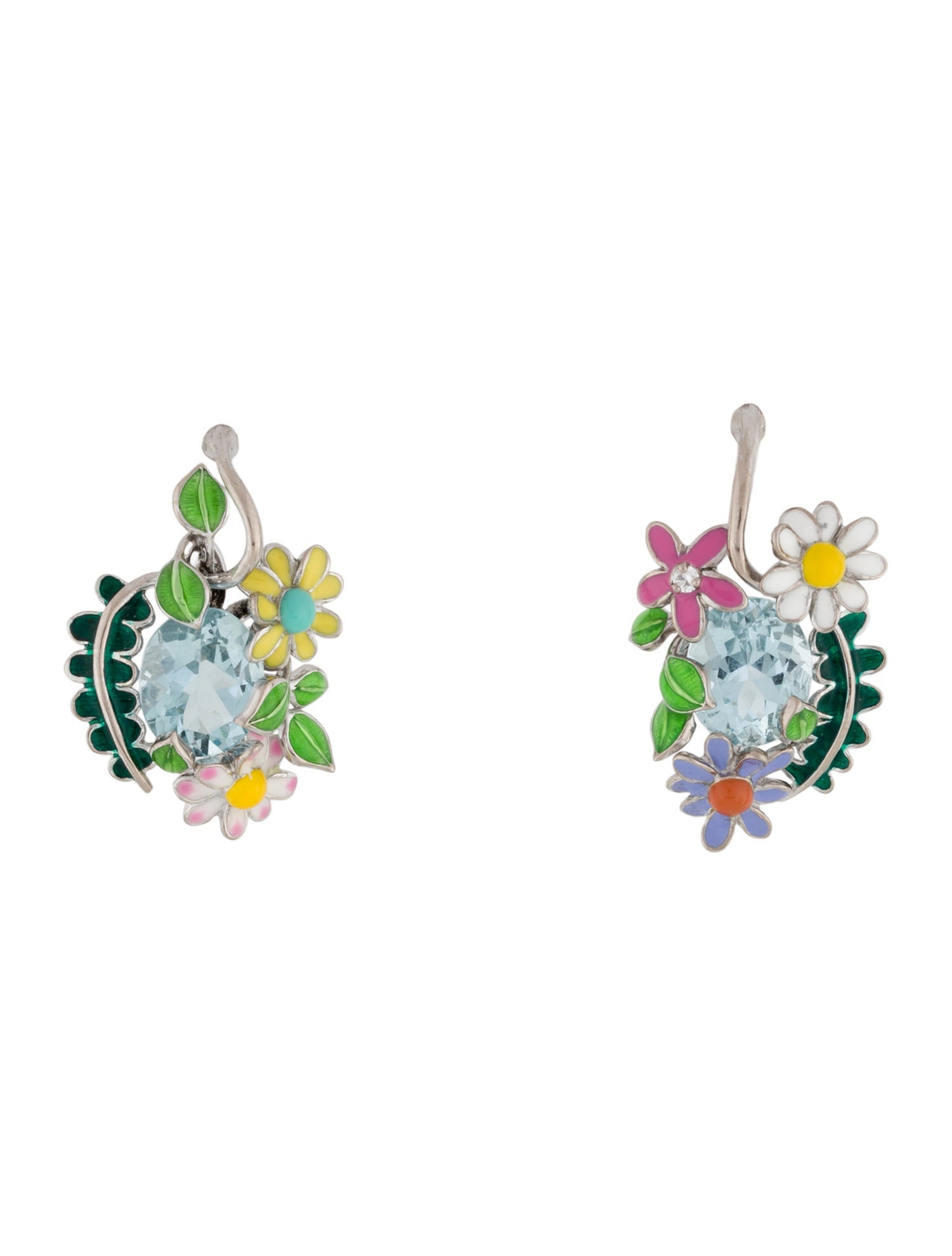 Christian Dior 18K Aquamarine & Diamond Enamel Diorette Drop Earrings