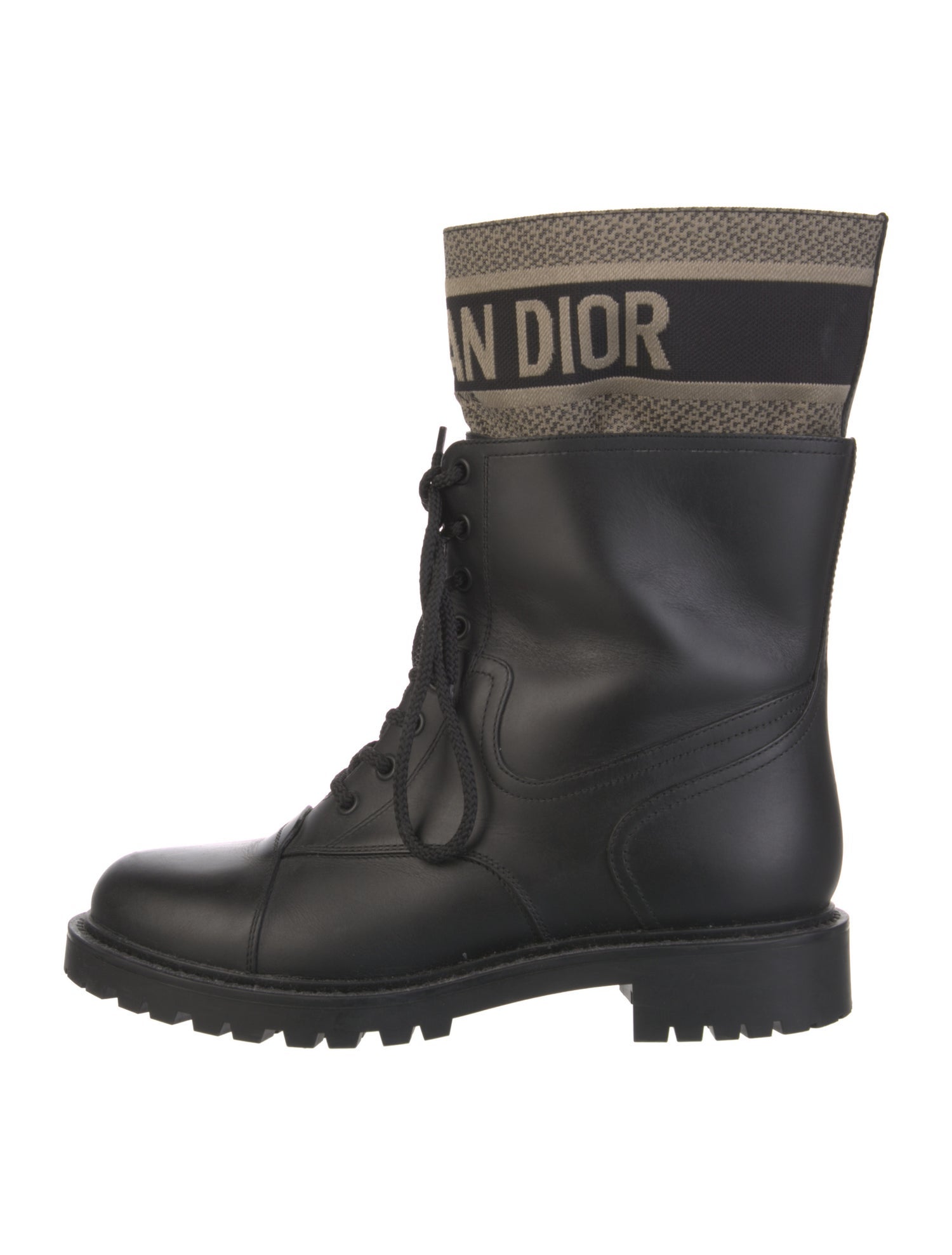 Christian Dior Oblique Jacquard Leather Boots