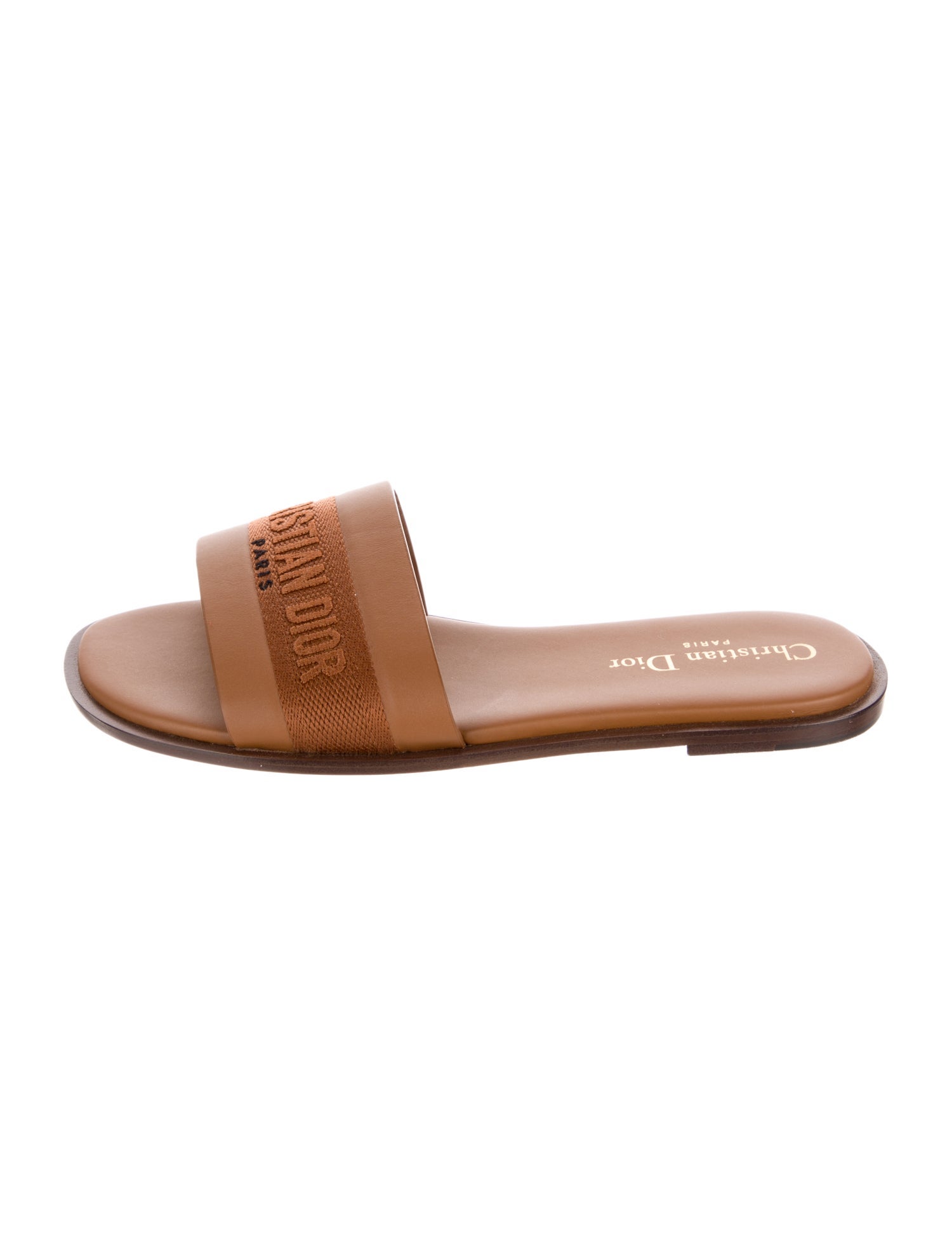 Christian Dior Canvas Embroidered Accent Slides
