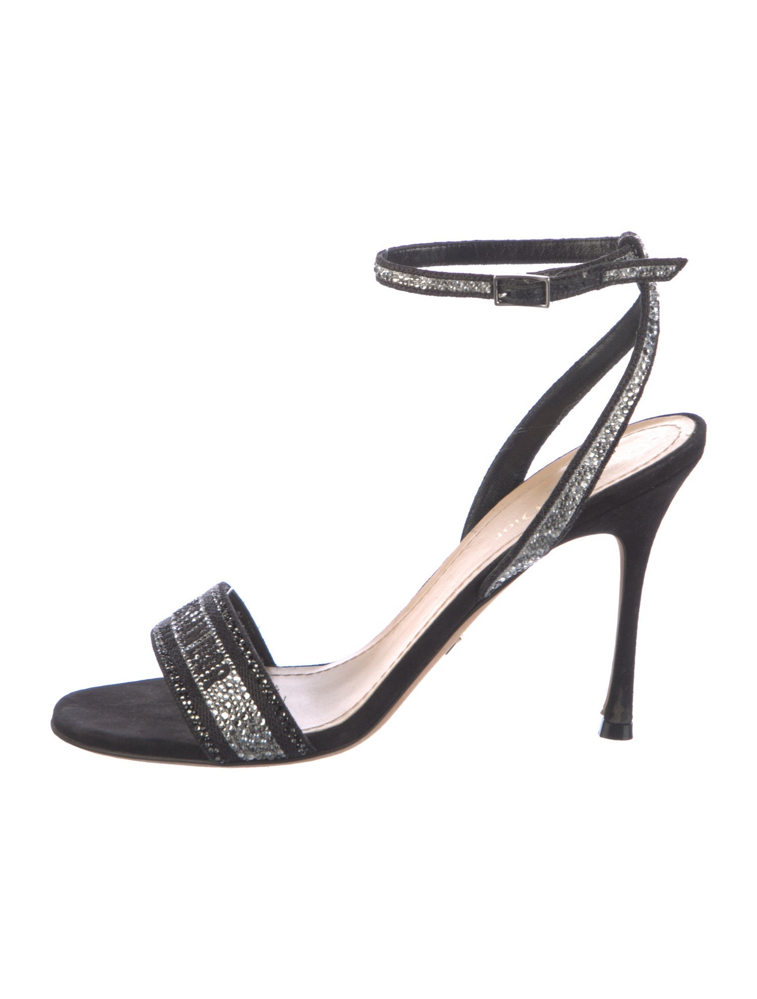 Christian Dior Suede Crystal Embellishments Sandals