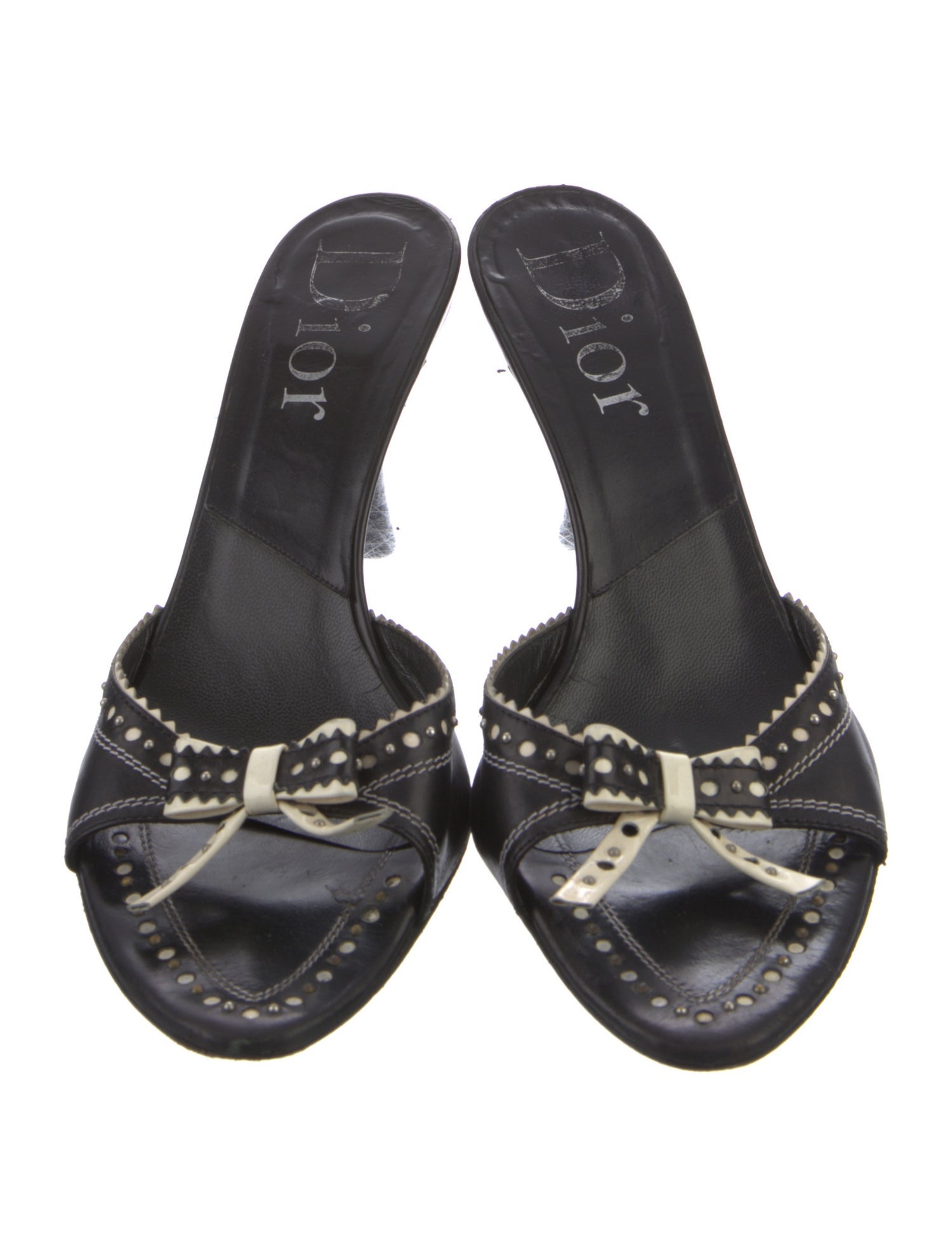 Christian Dior Leather Patterned Mules - Black Pumps, Shoes