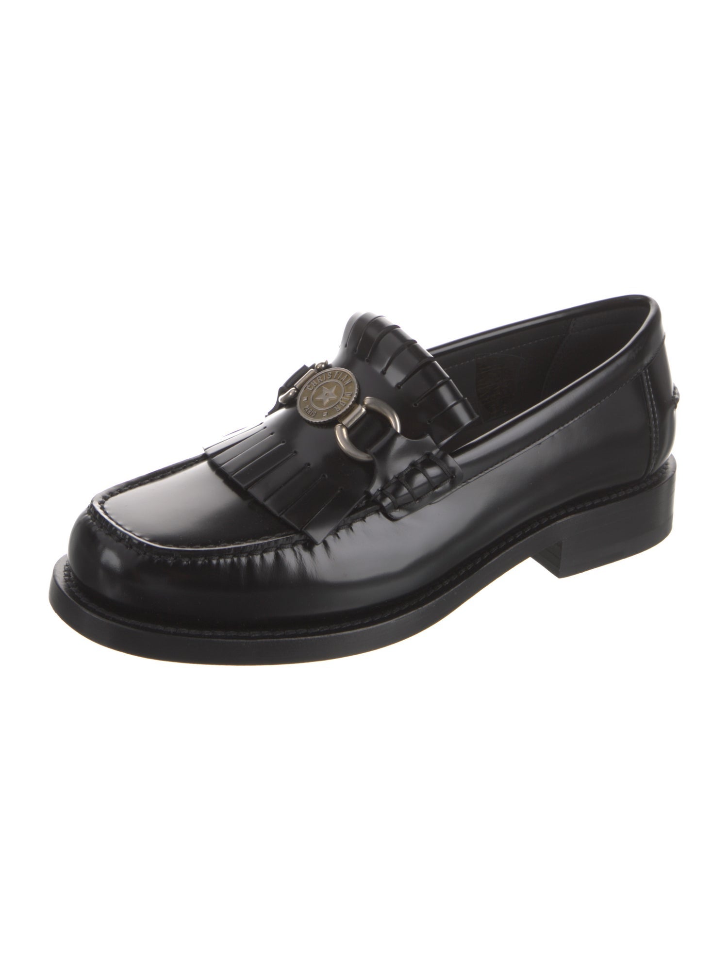 Christian Dior Leather Fringe Trim Accent Loafers w/ Tags