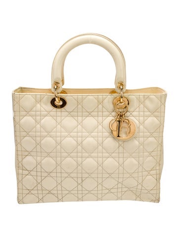 Christian Dior Handle Bags Cannage Lady Large Vintage