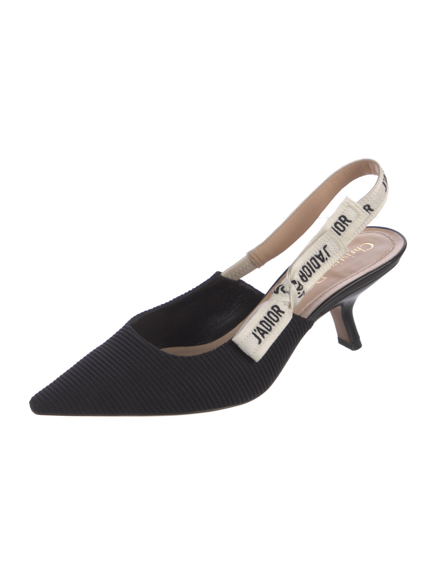Christian Dior Canvas Bow Accents Slingback Pumps