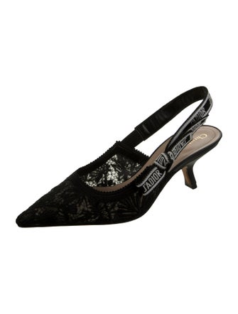 Christian Dior Lace Lace Pattern Slingback Pumps