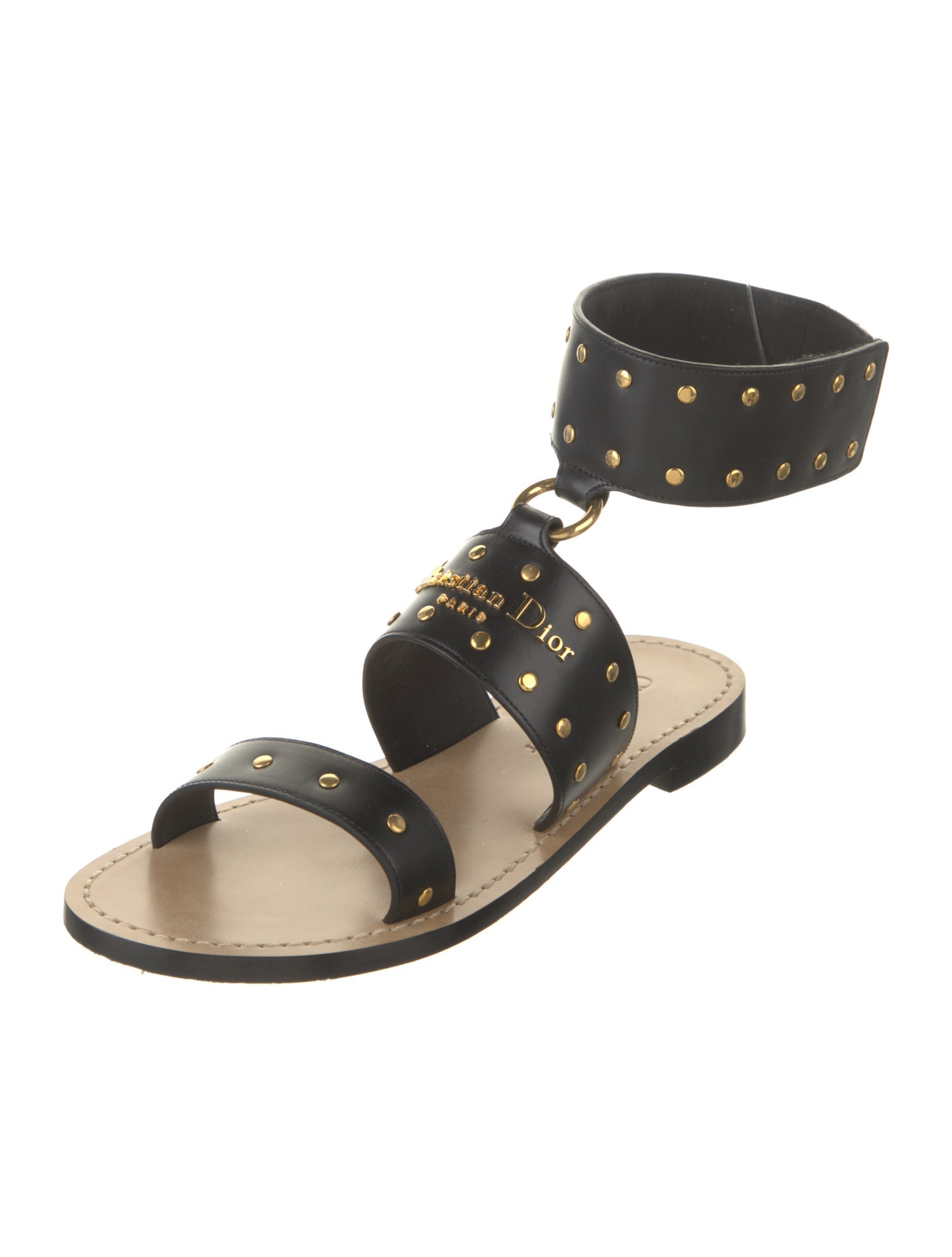 Christian Dior Leather Studded Accents Gladiator Sandals
