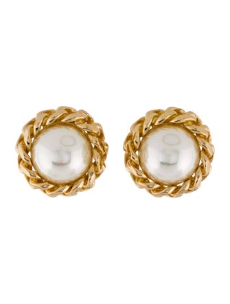 Christian Dior Vintage Faux Pearl Clip-On Earrings