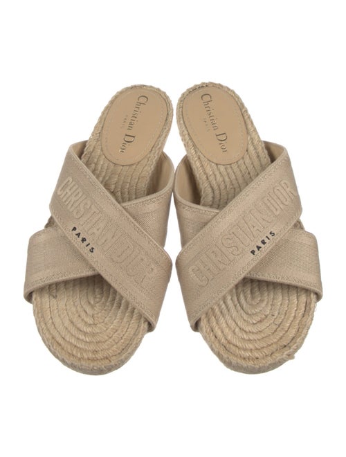 Christian Dior Canvas Embroidered Accent Slides