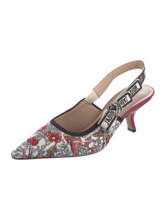 Christian Dior Canvas Floral Print Slingback Pumps