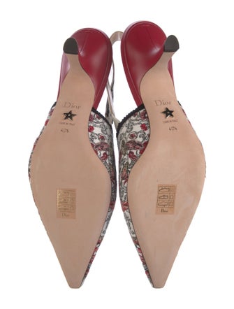Christian Dior Canvas Floral Print Slingback Pumps