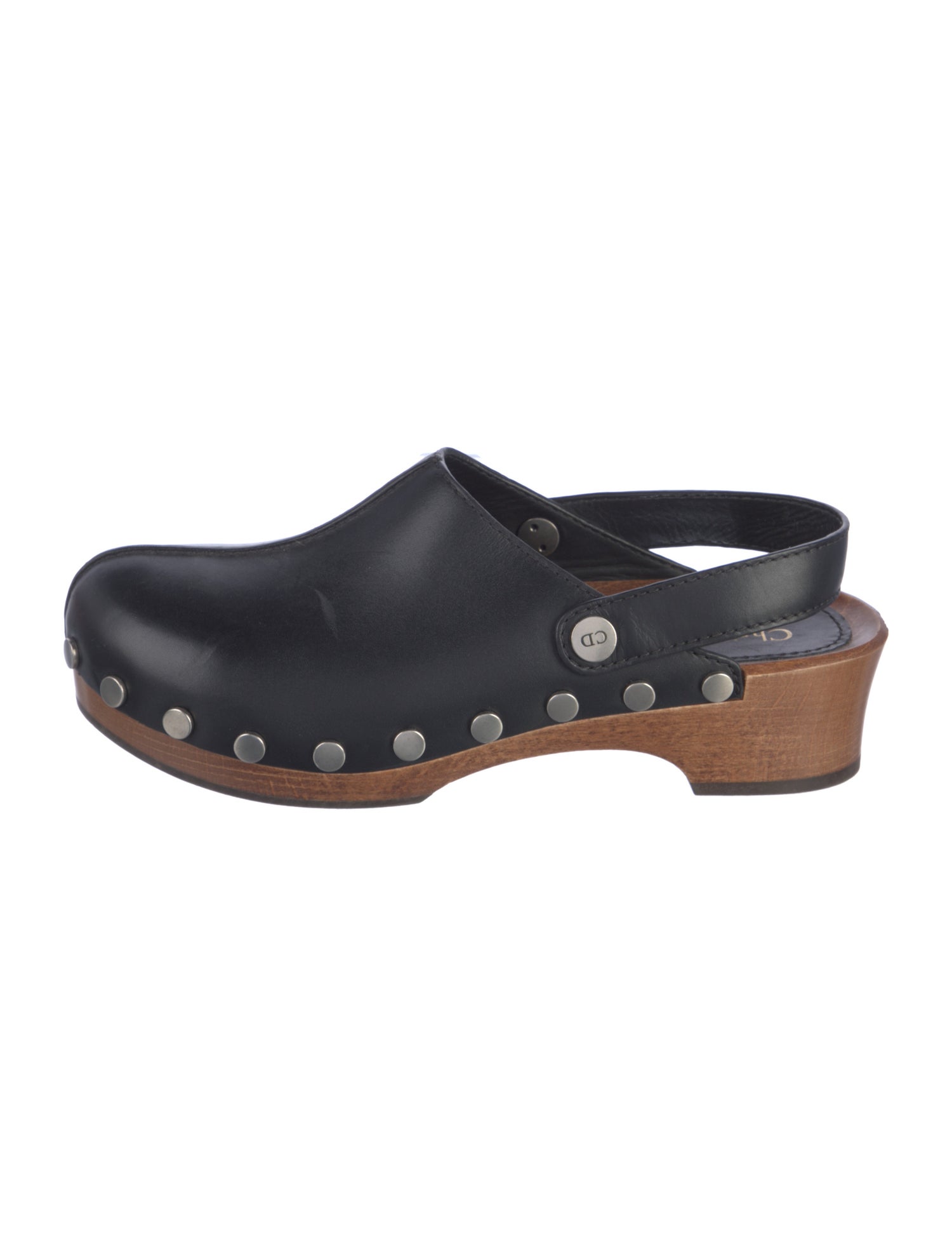 Christian Dior Leather Studded Accents Slingback Flats