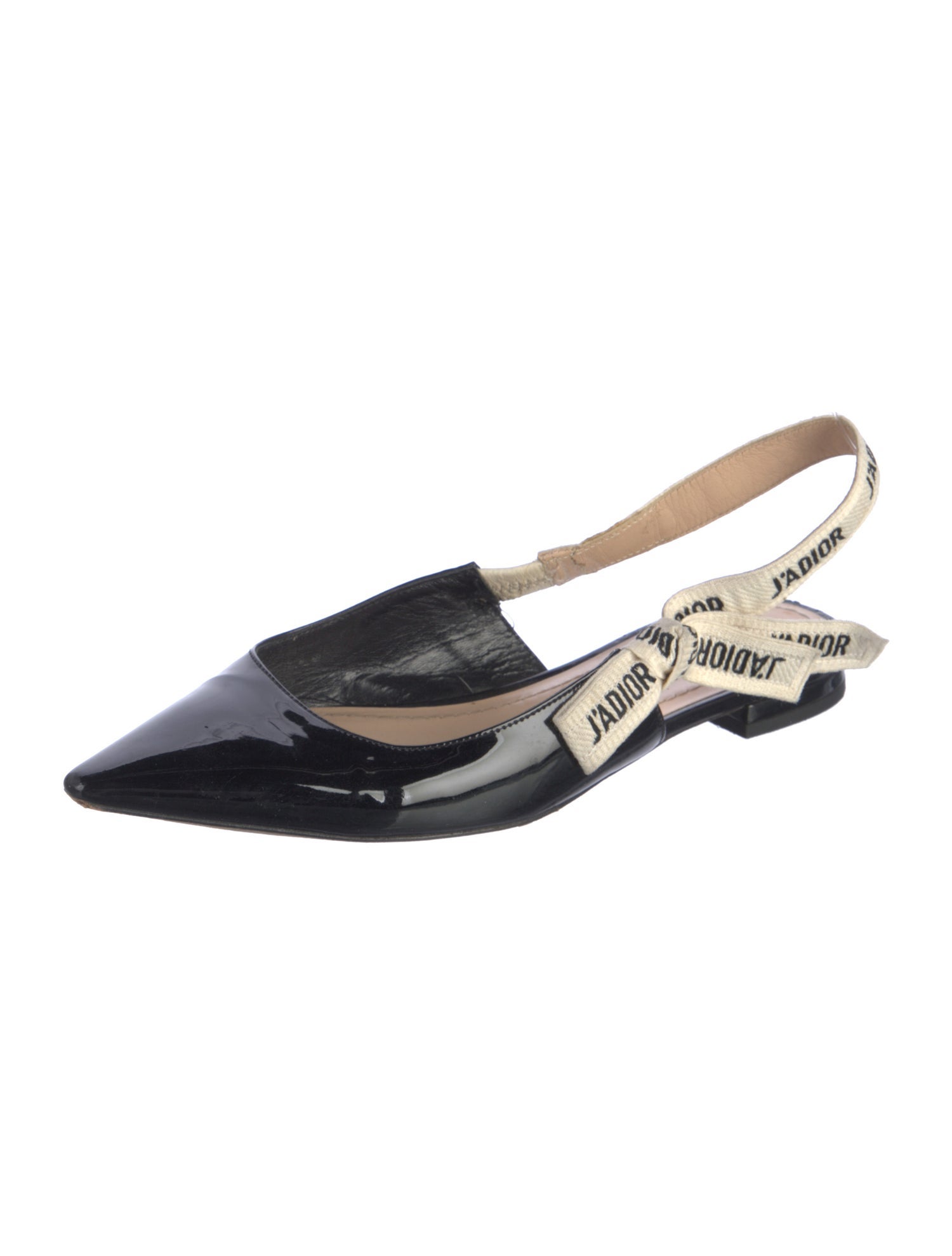 Christian Dior Patent Leather Printed Slingback Flats