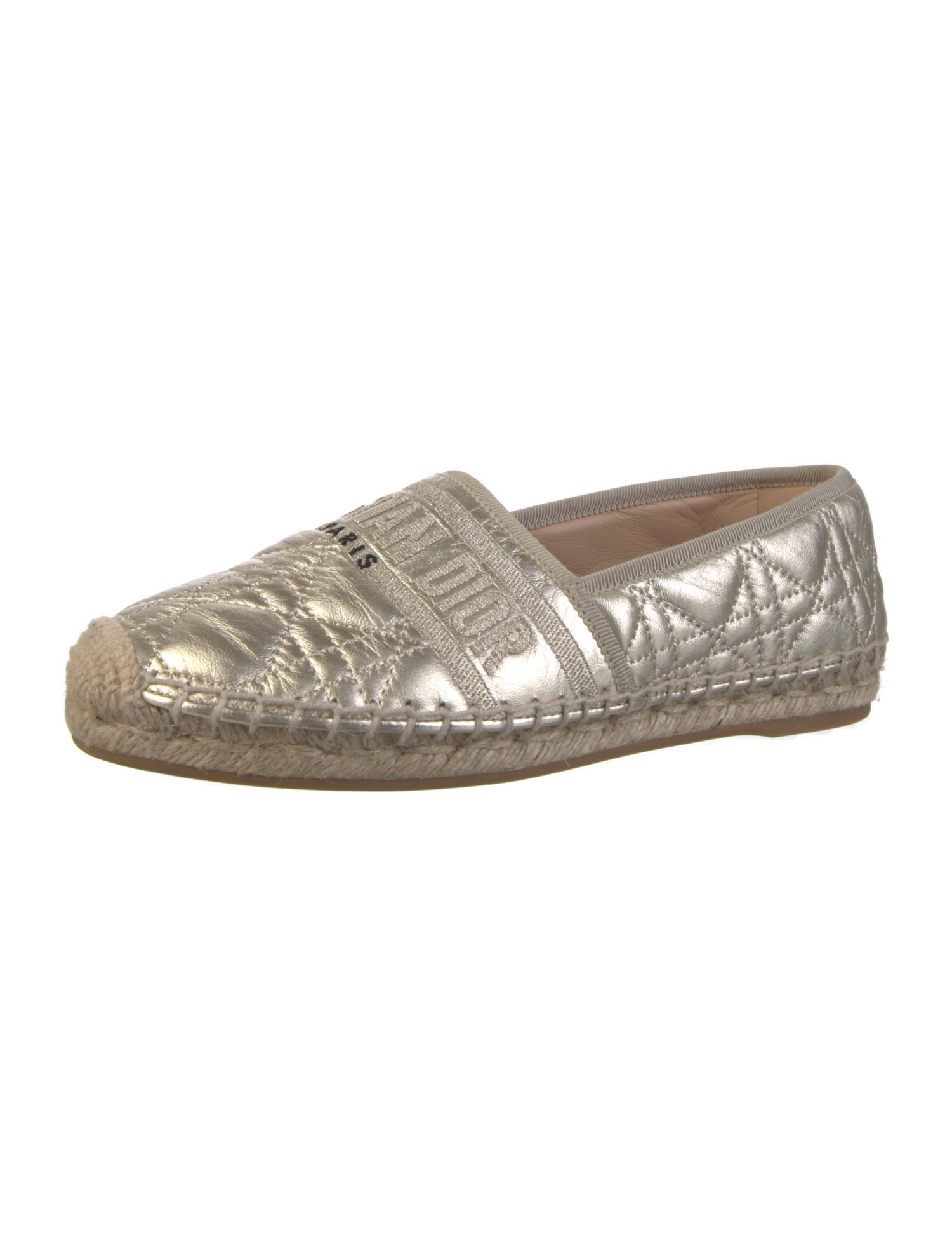 Christian Dior Jute Embroidered Accent Espadrilles