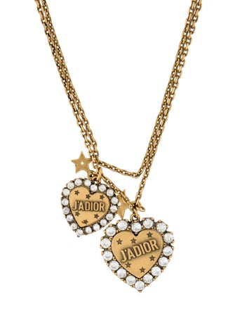 Christian Dior Crystal Double Heart J'Adior Pendant Necklace