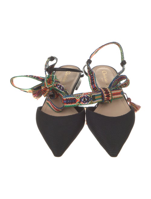Christian Dior Canvas Tassel Accents Slingback Flats