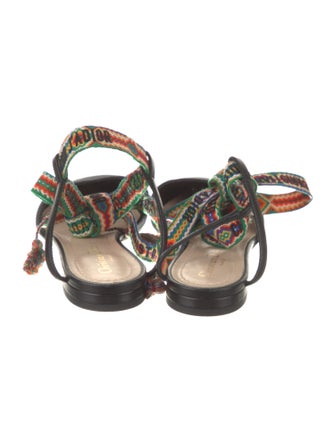 Christian Dior Canvas Tassel Accents Slingback Flats