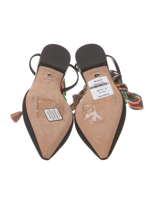 Christian Dior Canvas Tassel Accents Slingback Flats