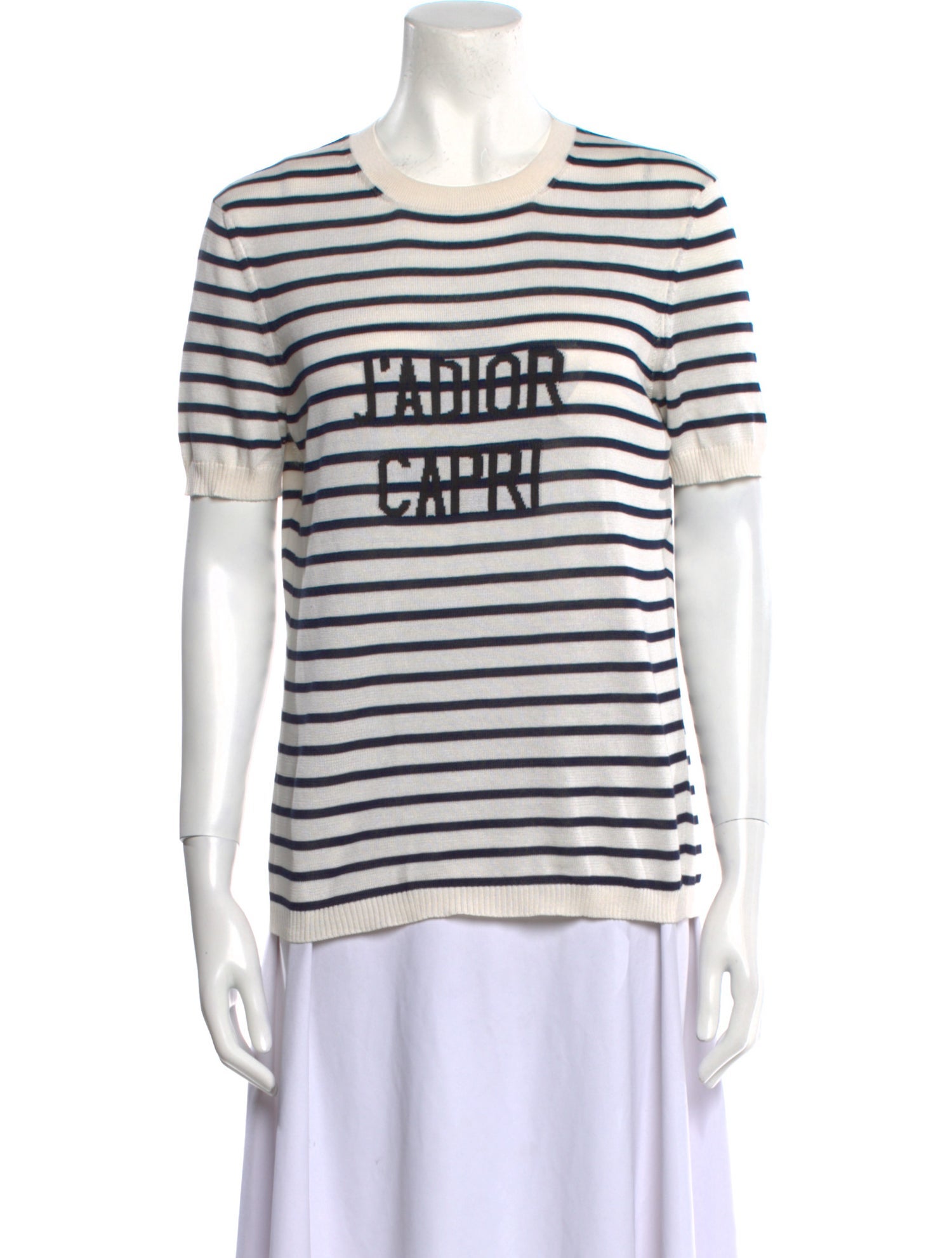 Christian Dior Striped Crew Neck T-Shirt