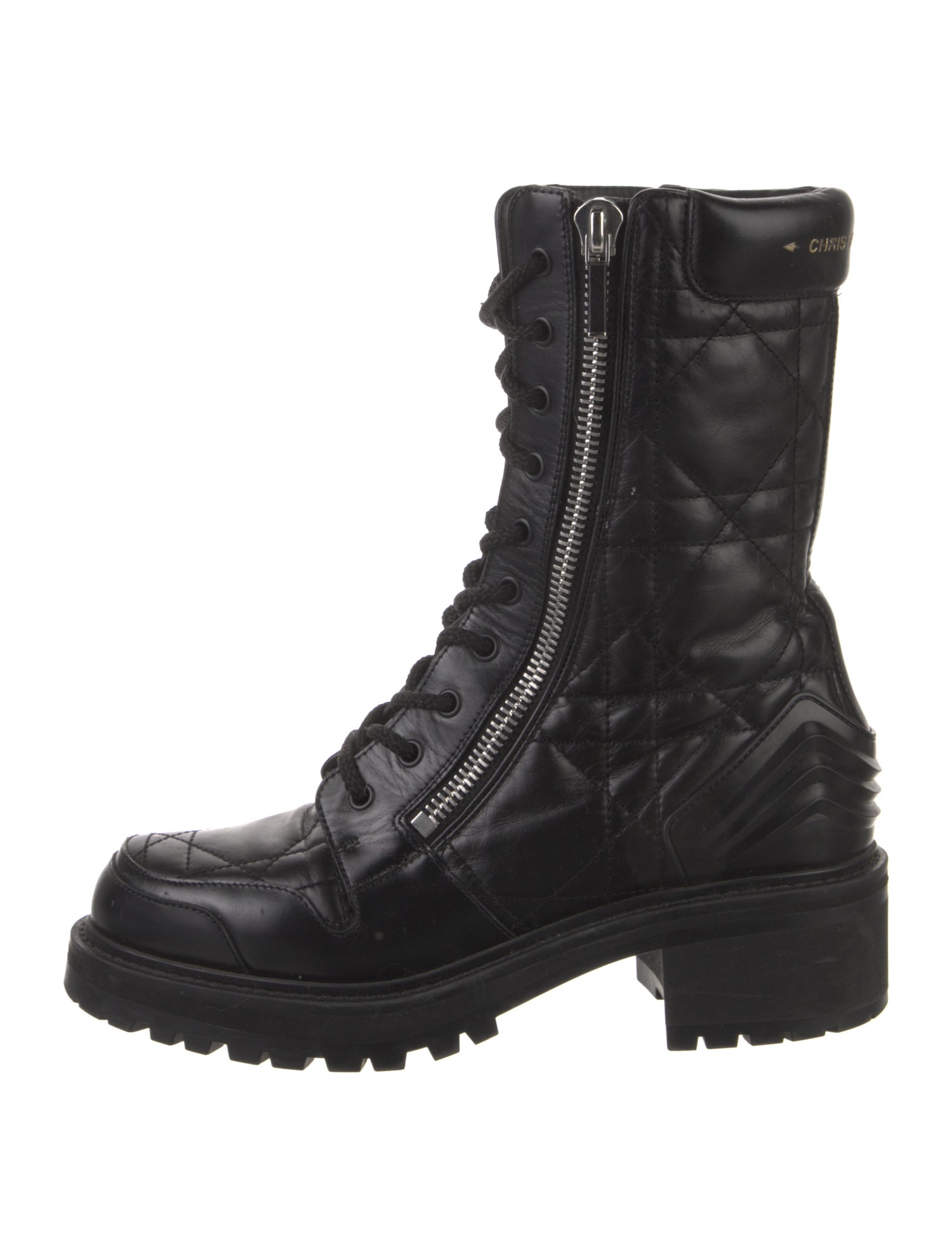 Christian Dior Cannage Pattern Leather Combat Boots