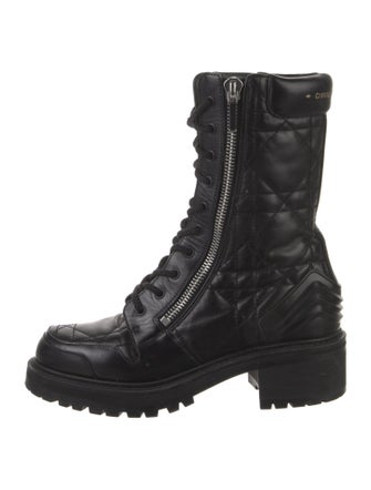 Christian Dior Cannage Pattern Leather Combat Boots