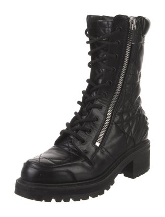 Christian Dior Cannage Pattern Leather Combat Boots