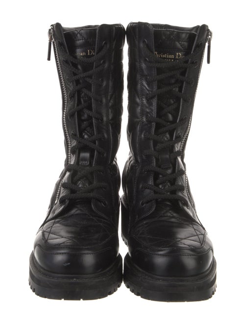 Christian Dior Cannage Pattern Leather Combat Boots