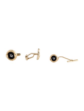 Christian Dior Enamel Cufflink & Tie Pin Set