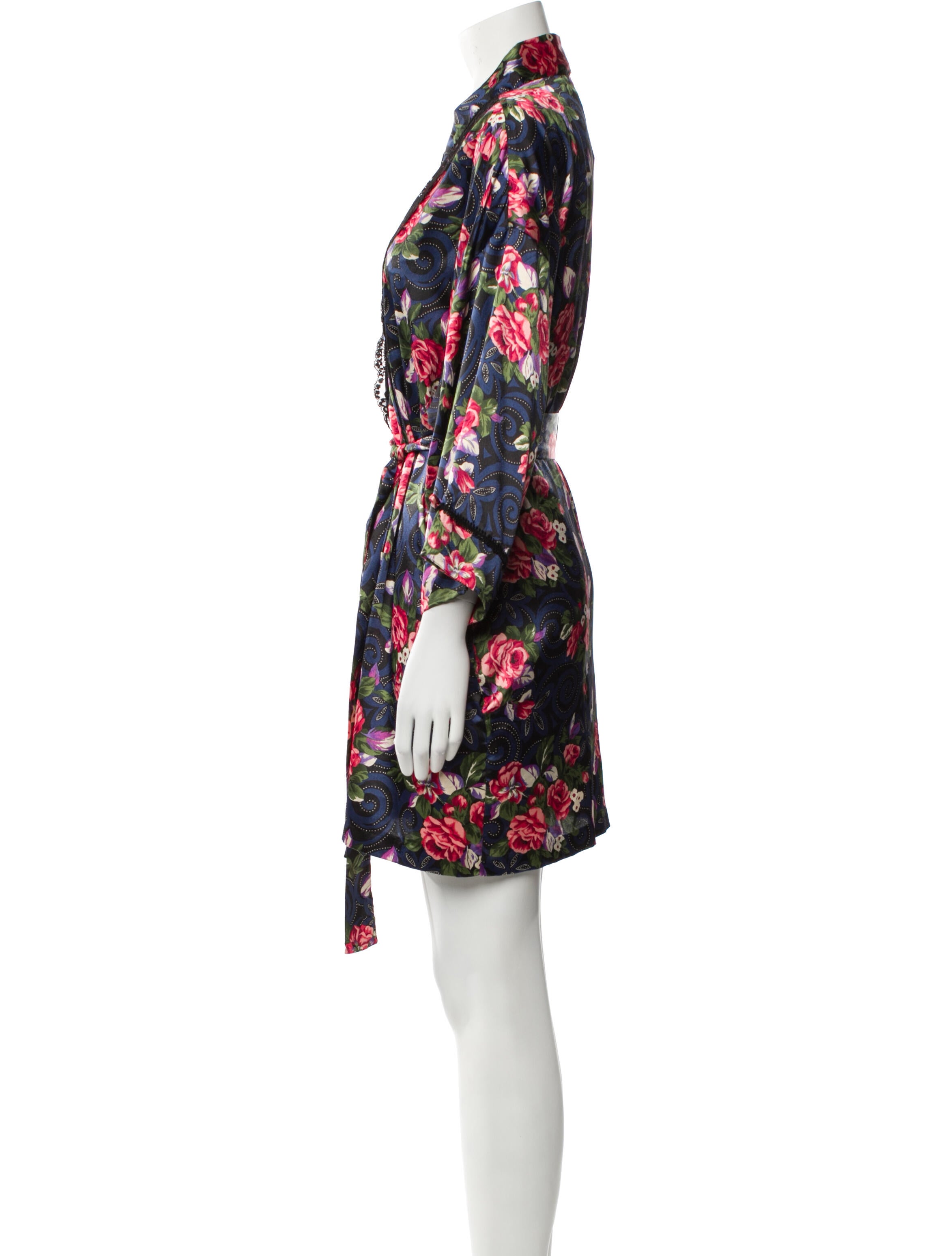 Christian Dior Floral Print Lace Trim Embellishment Dress Set