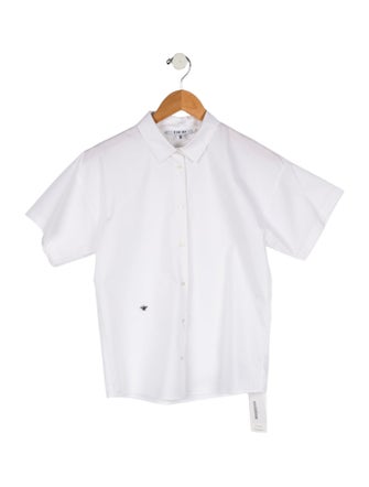 Christian Dior Boys' Solid SHort Sleeve Button Down