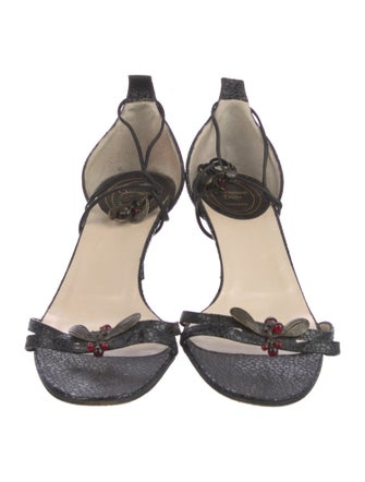 Christian Dior Leather Beaded Accents Sandals