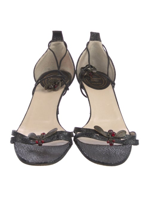 Christian Dior Leather Beaded Accents Sandals