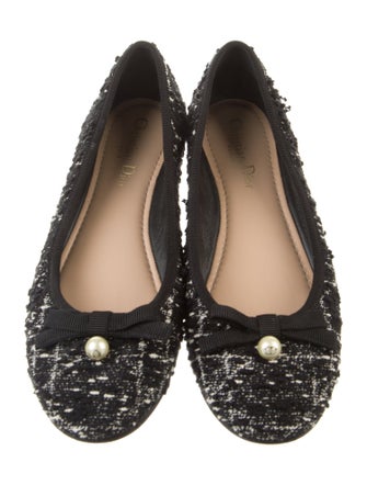 Christian Dior Tweed Tweed Pattern Ballet Flats