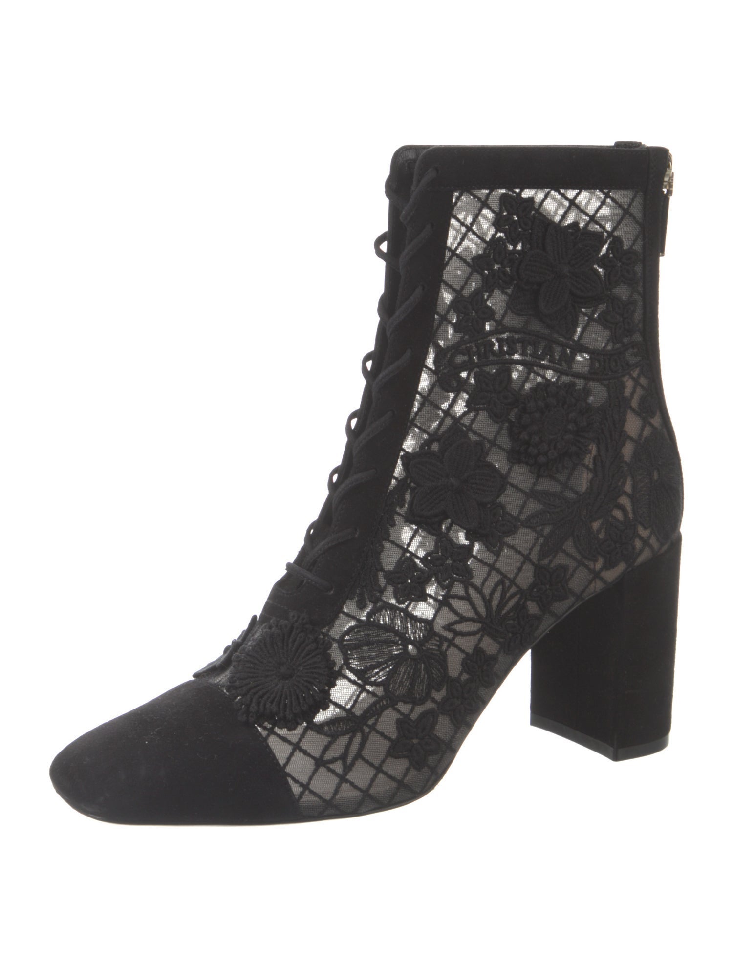 Christian Dior Lace Lace Pattern Lace-Up Boots