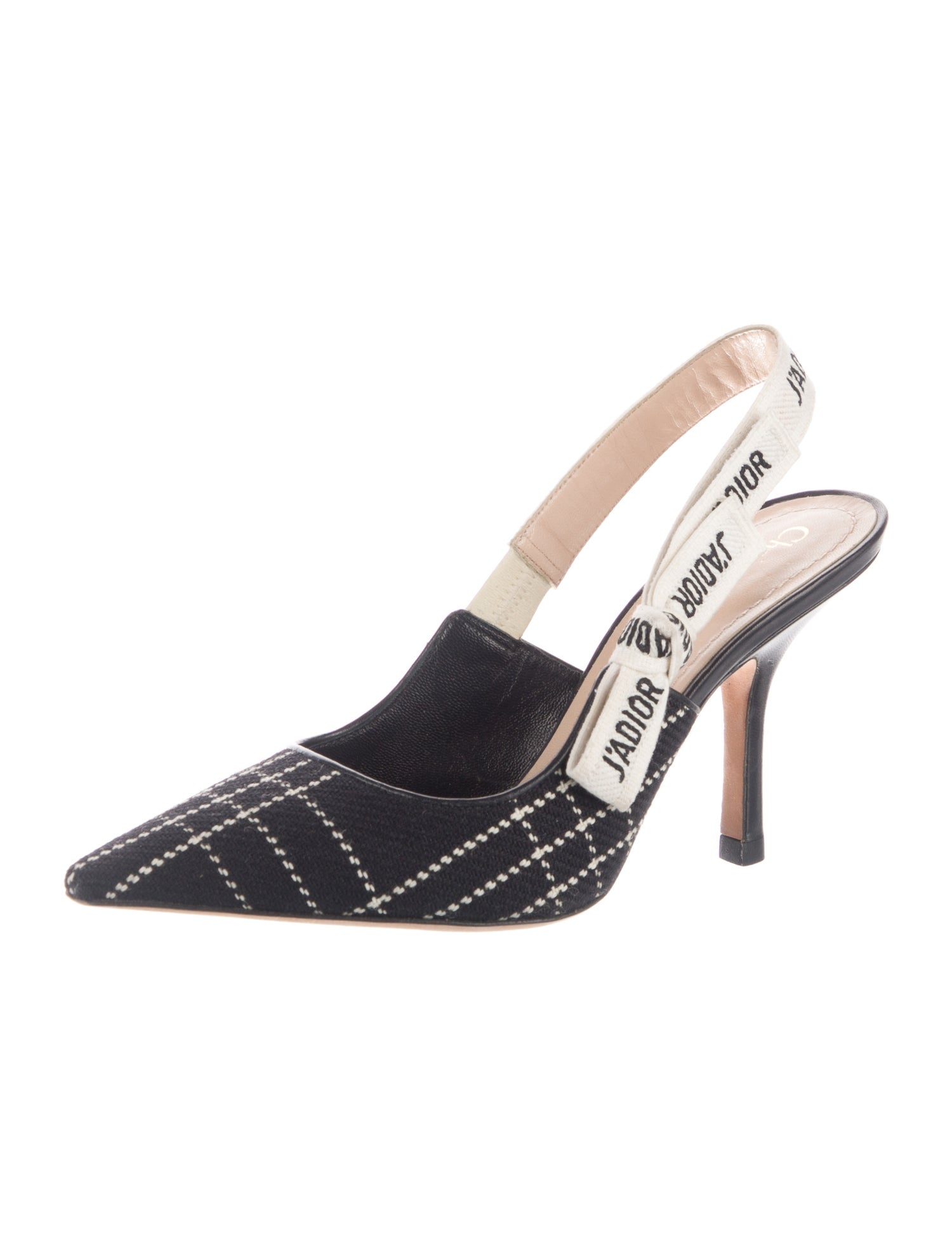 Christian Dior Printed Bow Accents Slingback Pumps
